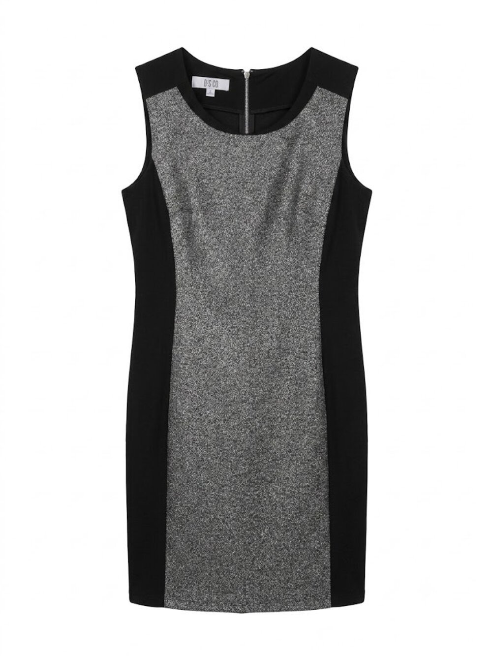 9 & Co. Black and Gray Tweed Panel Sleeveless Sheath Dress Size 8